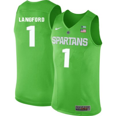 Men Joshua Langford Michigan State Spartans #1 Nike NCAA Green Authentic College Stitched Basketball Jersey XN50S55KJ